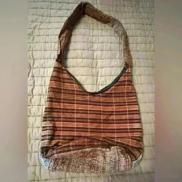 Boho Embroidered Shoulder Bag Floral Hippie Purse Broken Zipper Earthy Tones y2k - Picture 4 of 4